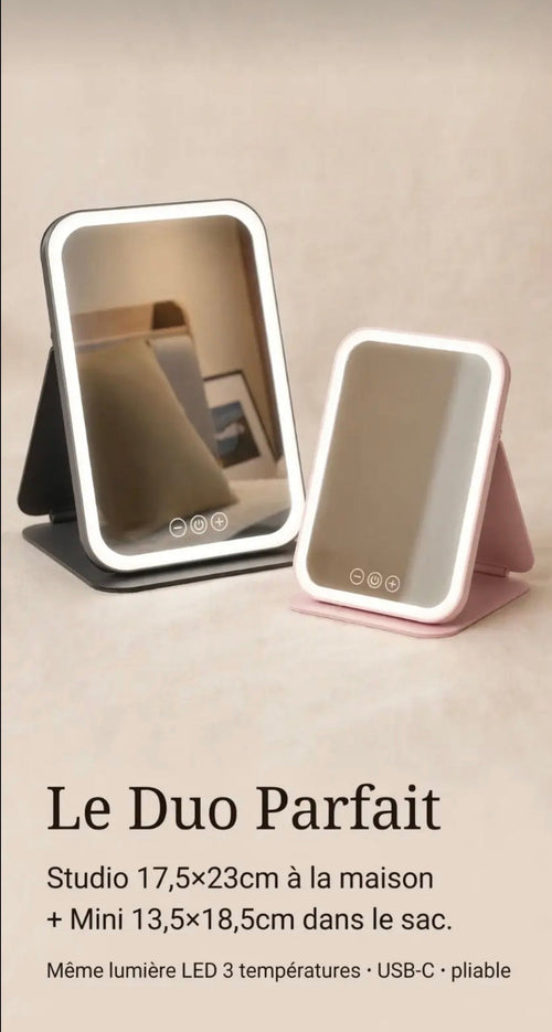 Duo HALO — miroirs de maquillage LED Studio et Mini, vue principale