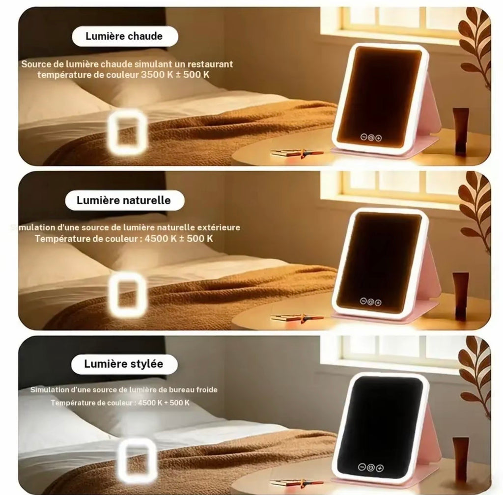 HALO Studio — Large rechargeable LED makeup mirror, 3 lights