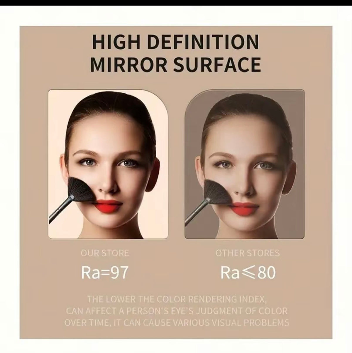HALO Studio — Large rechargeable LED makeup mirror, 3 lights